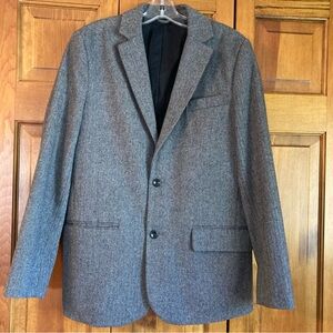 Black & Gray Herringbone Wool Blazer